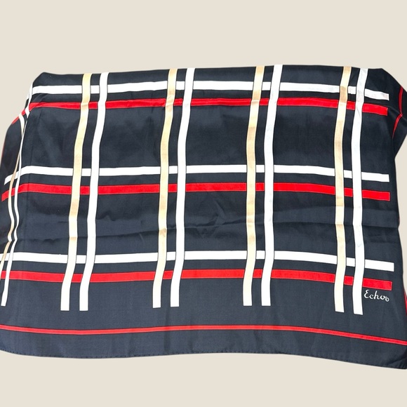 Echo Accessories - Echo Vintage Classic Elegant Navy , Red ,Gold Plaid‎ Scarf